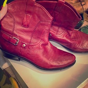 Franco sarto Burgundy red ankle cowgirl boots sz 8